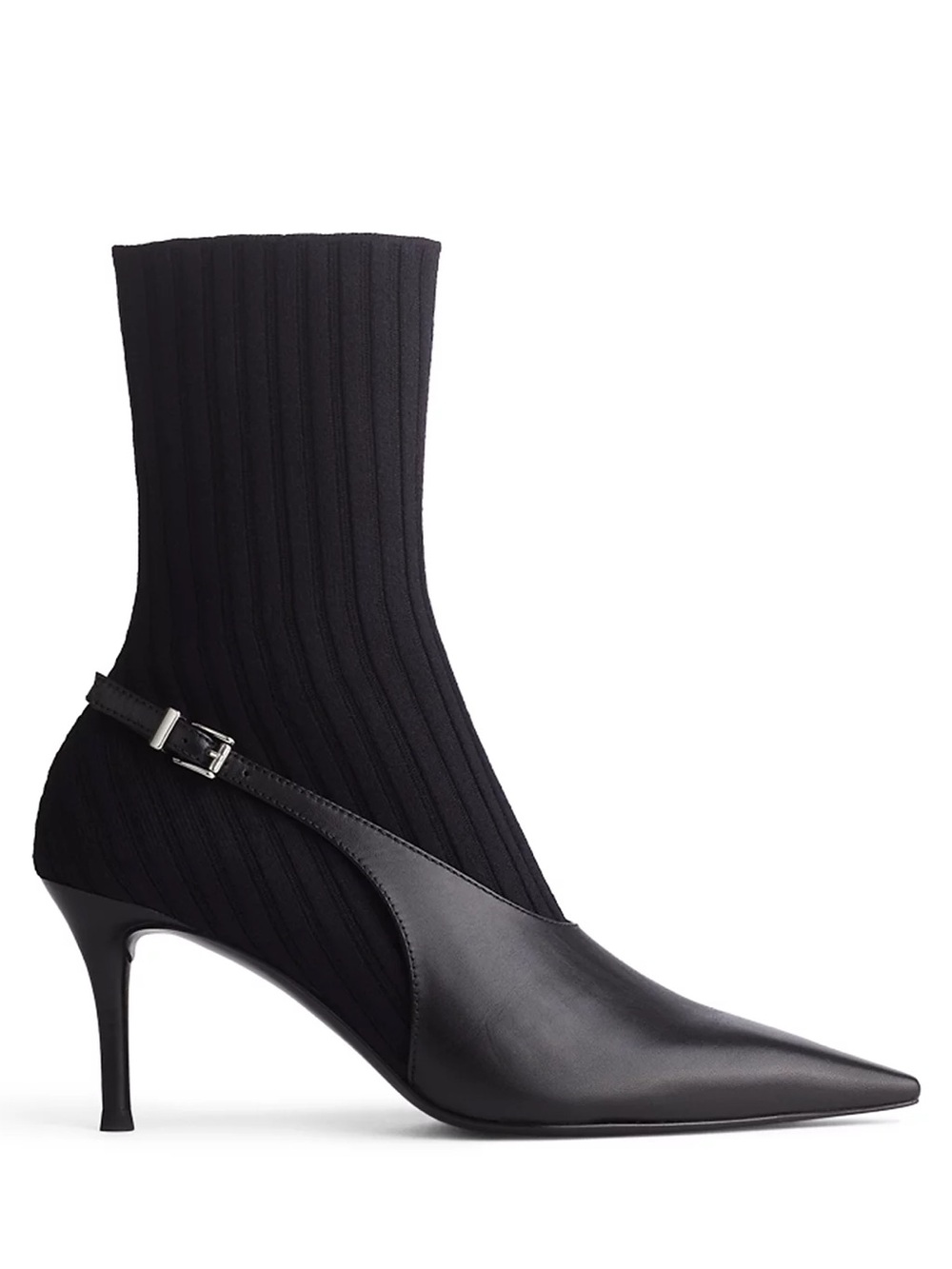 rag & bone Black Pointed Slingback Sock Boot Heel